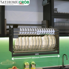 Giá chén bát nâng hạ GROB GP1-70BD/80BD/90BD điện cảm ứng chạm inox 304 - Hàng chính hãng GROB