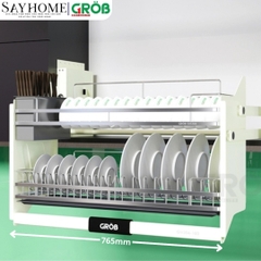 Giá chén bát nâng hạ GROB GV304-160/170/180/190 inox 304, nan dẹt - Hàng chính hãng Grob