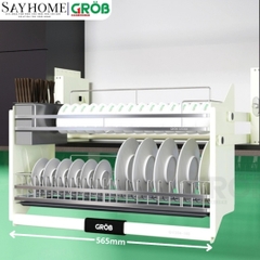 Giá chén bát nâng hạ GROB GV304-160/170/180/190 inox 304, nan dẹt - Hàng chính hãng Grob