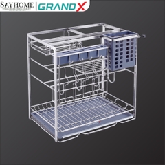 GIÁ ĐỰNG CHAI LỌ GIA VỊ DAO THỚT, INOX SUS304 GRAND X XK.25S -SAYHOME