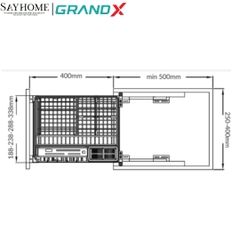 GIÁ ĐỰNG CHAI LỌ GIA VỊ DAO THỚT, INOX SUS304 GRAND X XK.25S2 -SAYHOME