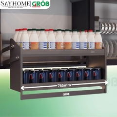 Giá nâng hạ đựng chai lọ, gia vị GROB GP1-70/80/90 điện cảm ứng chạm - Hàng chính hãng GROB