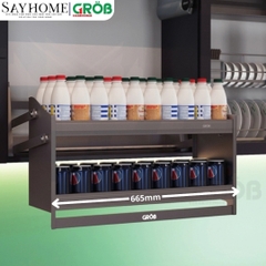 Giá nâng hạ đựng chai lọ, gia vị GROB GP1-70/80/90 điện cảm ứng chạm - Hàng chính hãng GROB