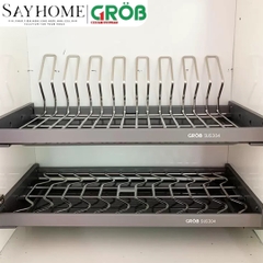 Giá chén bát cố định GROB GO304-H160/H170/H180/H190 inox 304, nan Oval - Hàng chính hãng Grob