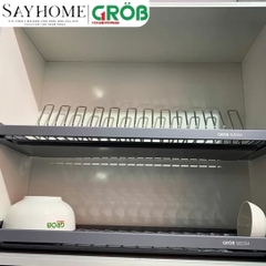 Giá chén bát cố định GROB GO304-H160/H170/H180/H190 inox 304, nan Oval - Hàng chính hãng Grob