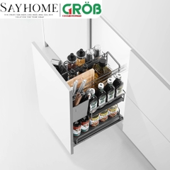 Kệ đựng dao thớt, chai lọ GROB GOP-30/35/40/45 hợp kim phủ Nano, nan Oval - Hàng chính hãng GROB