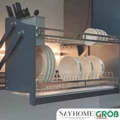 Giá chén bát nâng hạ GROB GP1-70BD/80BD/90BD điện cảm ứng chạm inox 304 - Hàng chính hãng GROB