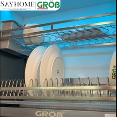 Giá chén bát nâng hạ GROB GP1-70BD/80BD/90BD điện cảm ứng chạm inox 304 - Hàng chính hãng GROB