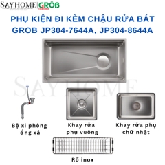 Chậu rửa bát GROB JP304-7644A, JP304-8644A 1 hố kiểu dáng Nhật Bản - Hàng chính hãng