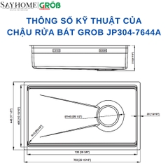 Chậu rửa bát GROB JP304-7644A, JP304-8644A 1 hố kiểu dáng Nhật Bản - Hàng chính hãng