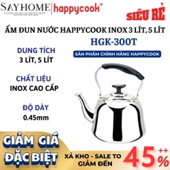 Ấm đun nước HappyCook HGK-300T inox 3L, 5L - Hàng chính hãng