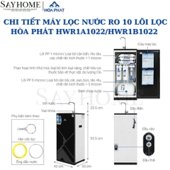 Máy lọc nước Hòa Phát HWR1A1022/HWR1B1022 tủ đứng với 10 lõi lọc RO - Bảo hành chính hãng 36 tháng