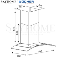 Máy hút mùi Kocher K-8870/8890 (70cm/90cm) - Hàng chính hãng