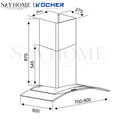Máy hút mùi Kocher K-8970/8990 (70cm/90cm) - Hàng chính hãng