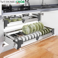 Kệ chén dĩa GROB GH- 61A/71A/76A/81A/91A inox hộp âm tủ - Hàng chính hãng GROB