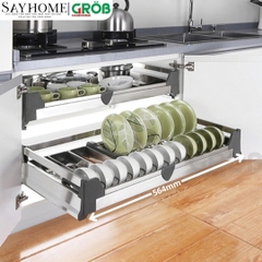Kệ chén dĩa GROB GH- 61A/71A/76A/81A/91A inox hộp âm tủ - Hàng chính hãng GROB
