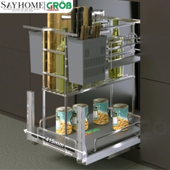 Kệ dao thớt đa năng GROB GO304-330/335/340/345 inox 304, nan Oval - Hàng chính hãng GROB