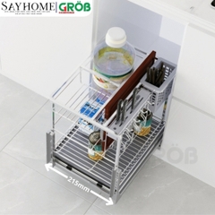 Kệ dao thớt GROB CS-20/25/30/35/40 đa năng inox mạ Crom, nan vuông - Hàng chính hãng GROB