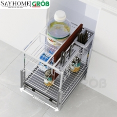 Kệ dao thớt GROB CS-20/25/30/35/40 đa năng inox mạ Crom, nan vuông - Hàng chính hãng GROB