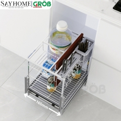 Kệ dao thớt GROB CS-20/25/30/35/40 đa năng inox mạ Crom, nan vuông - Hàng chính hãng GROB