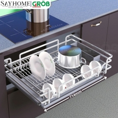 Kệ đựng bát đĩa GROB C1OP.083.60/70/75/80/90 đa năng hợp kim phủ Nano, nan Oval - Hàng chính hãng GROB