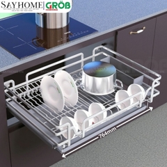 Kệ đựng bát đĩa GROB C1OP.083.60/70/75/80/90 đa năng hợp kim phủ Nano, nan Oval - Hàng chính hãng GROB