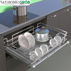 Kệ đựng chén bát GROB GO304-60/70/75/80/90 inox SUS304, nan Oval- Hàng chính hãng GROB