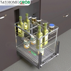 Kệ gia vị GROB GC304-20B/25B/30B/35B/40B đa năng inox SUS304, nan dẹt - Hàng chính hãng GROB