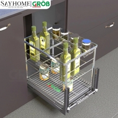 Kệ gia vị GROB GC304-20B/25B/30B/35B/40B đa năng inox SUS304, nan dẹt - Hàng chính hãng GROB