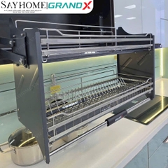 Giá bát nâng hạ Grand X XL.60S2/70S2/80S2/90S2  2 tầng Inox Sus304, nan dẹt - Hàng chính hãng