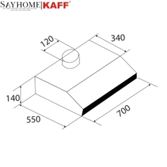 Máy hút mùi KAFF KF-703B âm tủ màu đen - Bảo hành chính hãng 3 năm