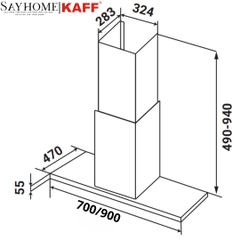 Máy hút mùi KAFF KF-FL70RH/FL90RH kính toa - Bảo hành chính hãng 3 năm