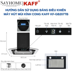 Máy hút mùi KAFF KF-GB207TB kính cong - Bảo hành chính hãng 3 năm