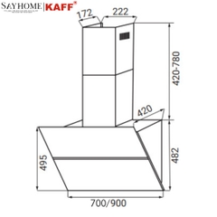 Máy hút mùi KAFF KF-LUX AT70FH/ AT90FH BK dạng TV cảm ứng - điều khiển từ xa - Bảo hành chính hãng 3 năm