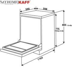 Máy rửa chén bát KAFF KF- SBL775B Plus độc lập  - Hàng chính hãng KAFF