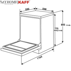 Máy rửa chén bát KAFF KF- SBL775W Plus độc lập  - Hàng chính hãng KAFF