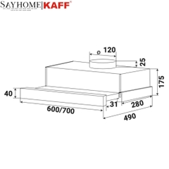 Máy hút mùi KAFF KF-TL600/TL700/TL800/TL900 âm tủ ray kéo cảm ứng - Bảo hành chính hãng 3 năm