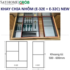 Khay chia nhôm GROB E- 32A/32B/32C/32D/32E NEW cho ngăn kéo gỗ - Hàng chính hãng