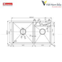 Chậu rửa bát Overmount Sink KN8248DO - Chính hãng KONOX