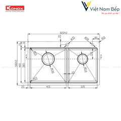 Chậu rửa bát Workstation Sink – Topmount Sink KN8250TD - Chính hãng KONOX