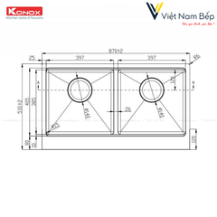 Chậu rửa bát Workstation Sink – Apron Sink KN8751DA Retta - Chính hãng KONOX