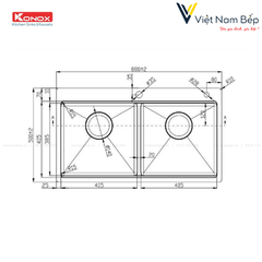 Chậu rửa bát Workstation Sink – Topmount Sink KN8850TD - Chính hãng KONOX