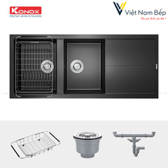 Chậu rửa bát Granite Sink Livello Smart 1160 Black - Chính hãng KONOX