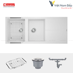 Chậu rửa bát Granite Sink Livello Smart 1160 White Silver - Chính hãng KONOX