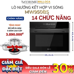 Lò vi sóng kết hợp nướng MALLOCA MW950BS âm tủ 50 Lít - Hàng chính hãng