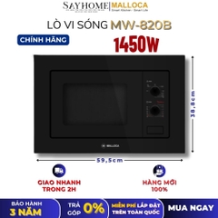 Lò vi sóng MALLOCA MW-820B âm tủ 20 Lít - Hàng chính hãng