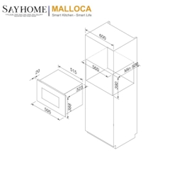 Lò vi sóng MALLOCA MW-820B âm tủ 20 Lít - Hàng chính hãng