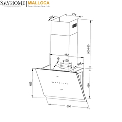 Máy hút mùi dạng TV Malloca MC 60GTC tại thành phố Hồ Chí Minh