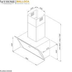 Máy hút mùi áp tường RANGE HOOD Malloca PLANA K3444 tại thành phố Hồ Chí Minh