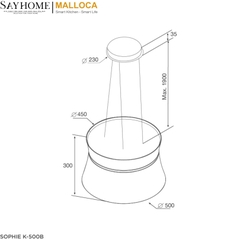 Máy hút mùi treo độc lập Malloca SOPHIE K-500B  tại thành phố Hồ Chí Minh